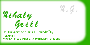 mihaly grill business card